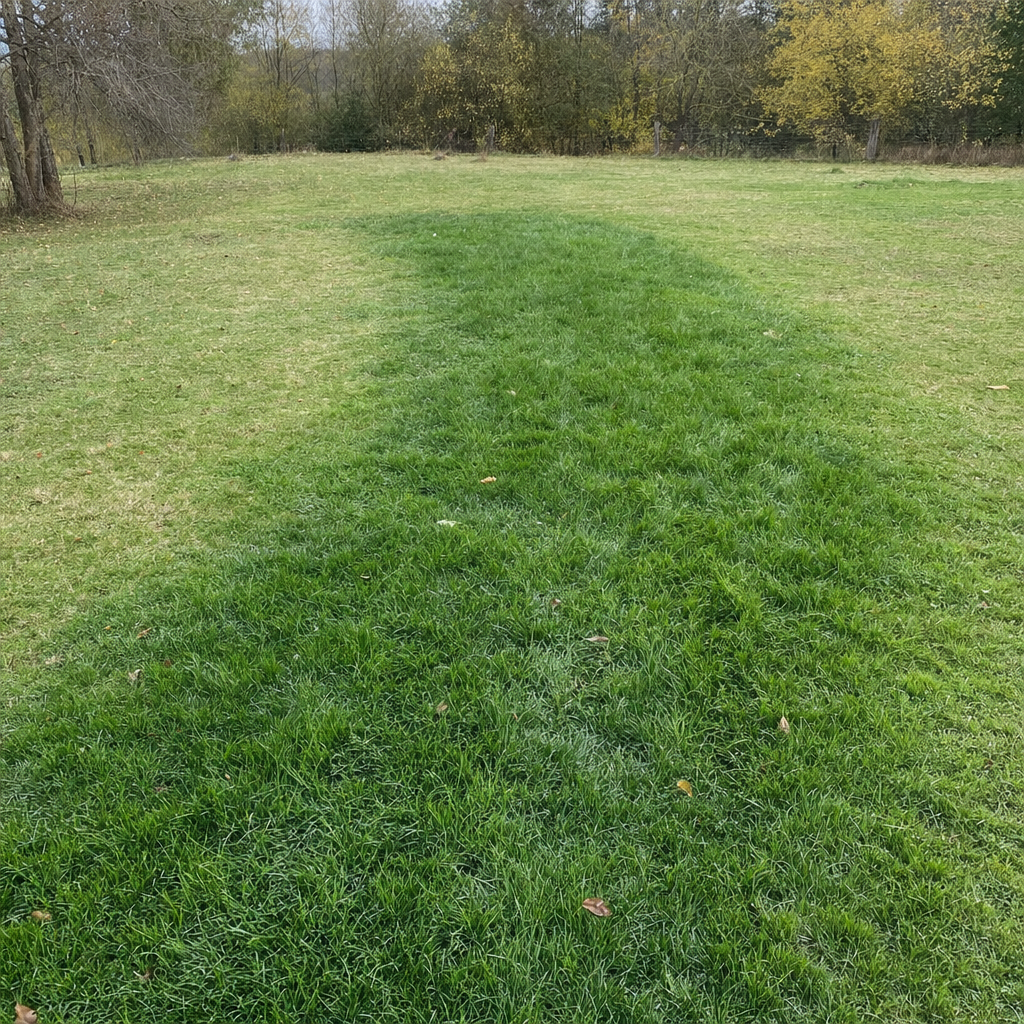 A soggy, unusually green patch of lawn over the drain field of a Compton home, a sign the septic tank needs pumping